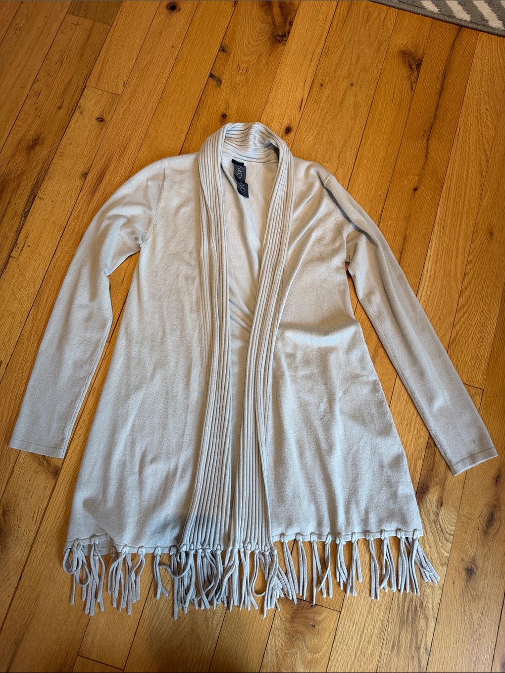 São Paulo Light Cream Open-Front Fringe Cardigan Sweater Size 4 - C69-035